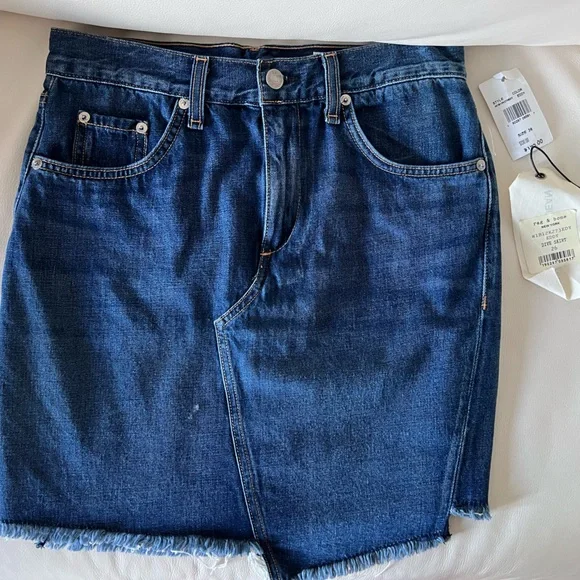 Rag & Bone Eddy Dive Denim Asymmetrical Mini Skirt - Picture 2 of 6